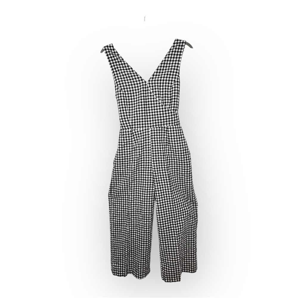 Banana Republic Navy White Gingham Wrap Jumpsuit Culotte Preppy Retro XS